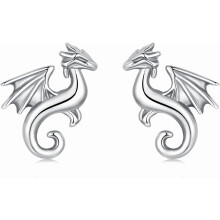 Vintage Dragon Sterling Silver Stud Earrings for Women Flying Dragon Small Studs Animal Cartilage Earrings Tragus Piercing Fashion Jewelry