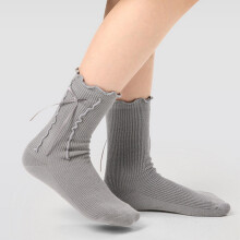 Chaussettes hautes à lacets et nœud pour filles, douces et confortables, idéales pour l'école et le quotidien.
