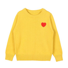 Mädchen-Strickjacke, langärmelig, mit Knöpfen, Rundhalsausschnitt, gelb, Größe 6J