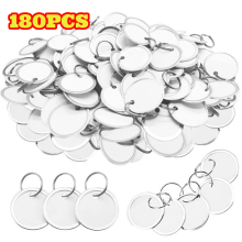 180 étiquettes porte-clés rondes en papier avec anneau métallique blanc, pour clés de voiture et de porte