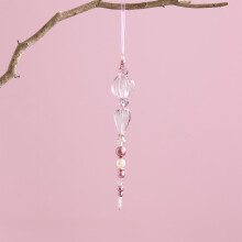 Pink Crystal Christmas Pendant Ornament 9x1.9x1.9 in with Ribbon – Tree/Wreath Decor, Holiday Gift – Compatible with The Big Save