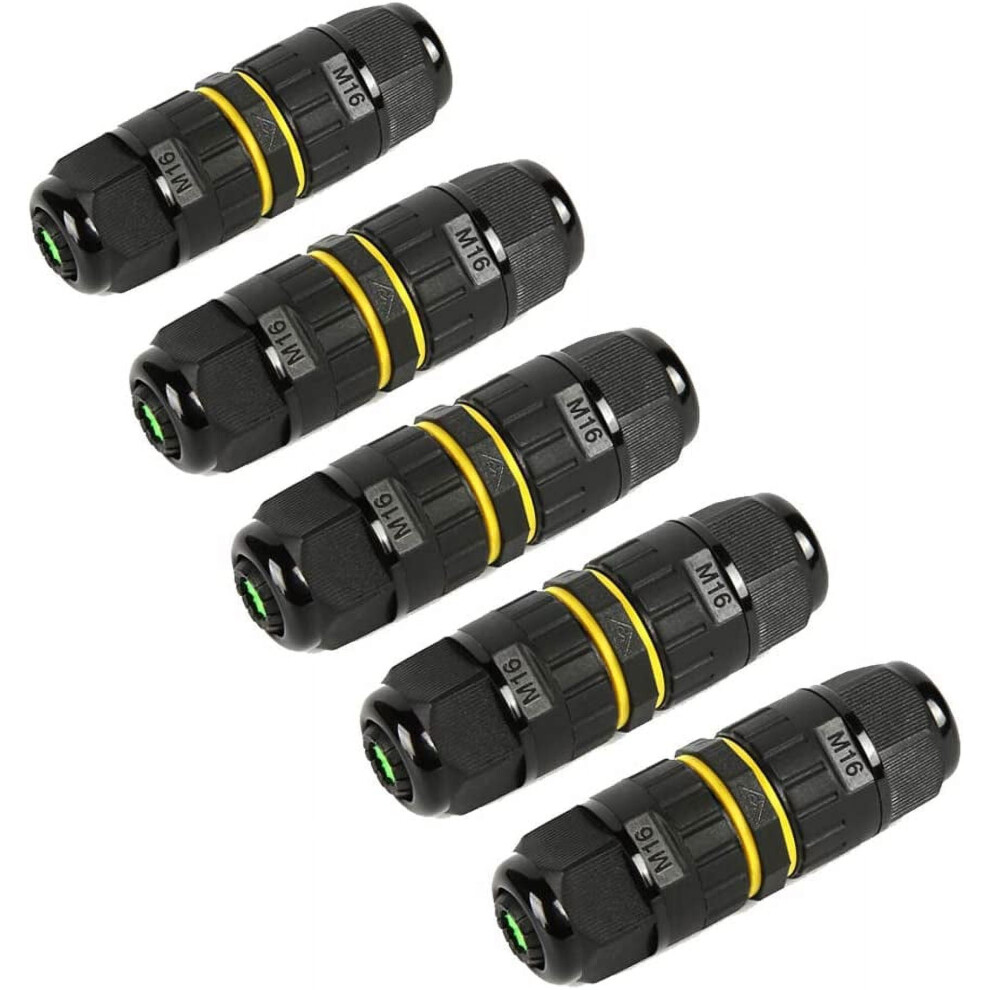 Junction Box Outdoor 2 Way Waterproof Ip68 Electrical Cable Connector,M16 Wire Range(3.5-10Mm),Suitable For Repair And Extend Power Cables,Ul(5 Pack) 9028731647241