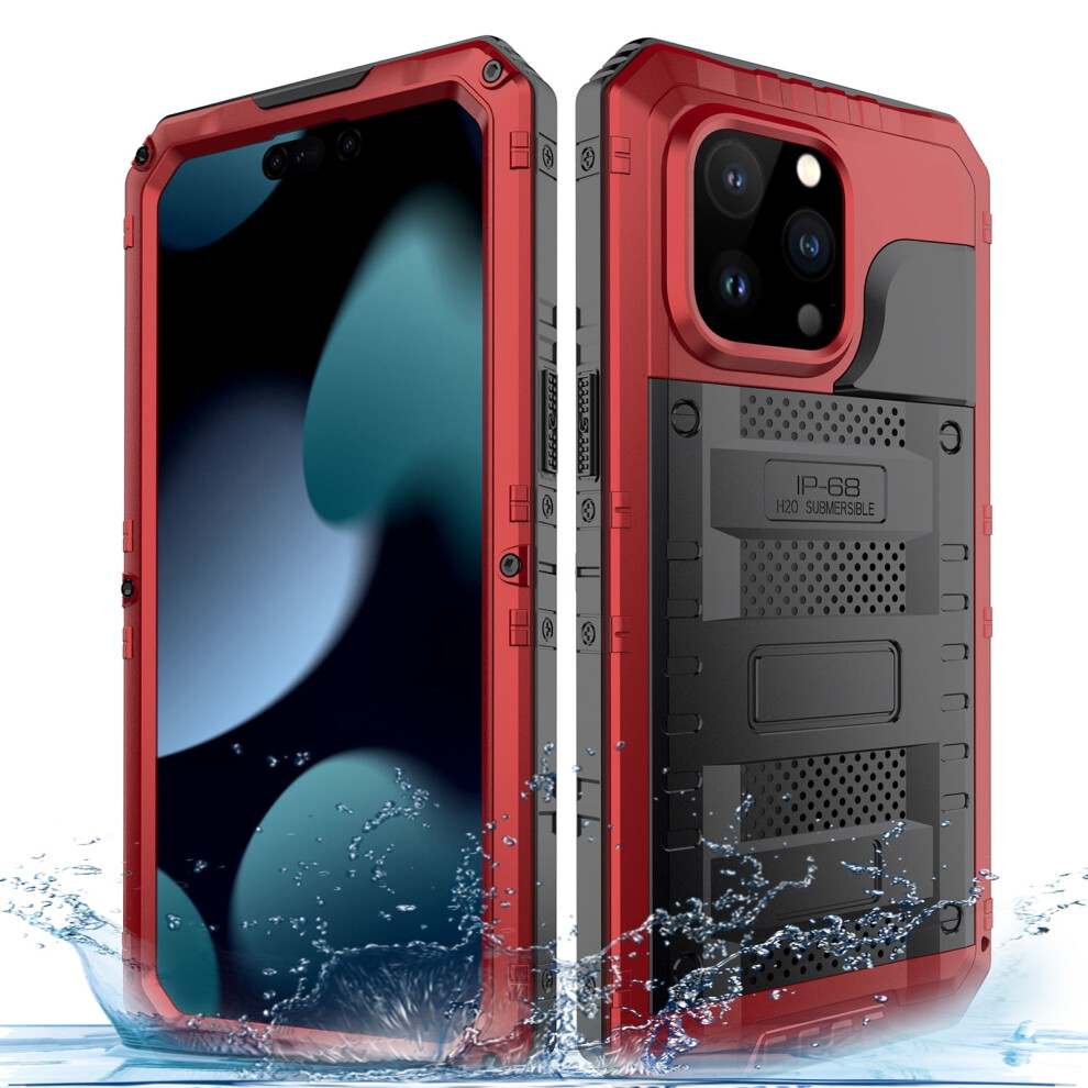 Iphone 14 Pro Max Case Â Military Grade Ip68 Waterproof, Dustproof, Shockproof Full Body Sealed Underwater Case With Built-In Screen Protector, Red 9028731647937
