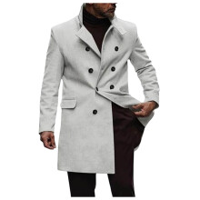 Herremode Trenchcoat Herre Vinter Uld Overfrakke Lang Anorak Jakke Moderigtig Varm Blød Behagelig Overtøj