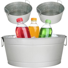 3-pack metallisburk, 6-gallons galvaniserad dryckeshink för fester, inomhus/utomhus – kompatibel med champagne, vin