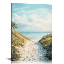 Seaside Path Canvas Wall Art, 16x20in – Compatible with Home Decor, Living Room, Bathroom, Bedroom, Office