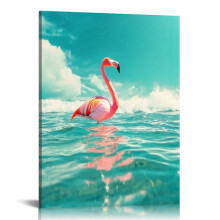 Marine Flamingo Canvas Wall Art, Canvas Prints Wall Art for Living Room Bathroom Bedroom Office, Art Print Painting for Home Decorations - 16x20in