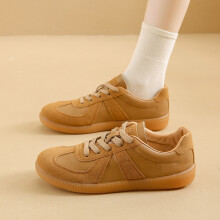 Suede Lace Up Flat Casual Shoes Comfortable Loafers For Everyday Wear Slip On Walking Footwear Brown 44
