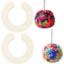Träpompom-tillverkningssats Blommig vit 24x25x0,55 cm 2 st/set DIY