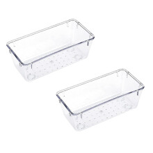 2pcs Plastic Drawer Organizer Set (4 Sizes) – Compatible with Makeup, Jewelry, Gadgets, Kitchen, Bedroom, Office, Bathroom – Rose Red