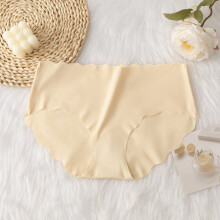Plus Size Icy Silk No Show Trusser, Tynde & Åndbare Til Varmt Vejr, Glatte Undertøj & Sensitiv Hud Beige L