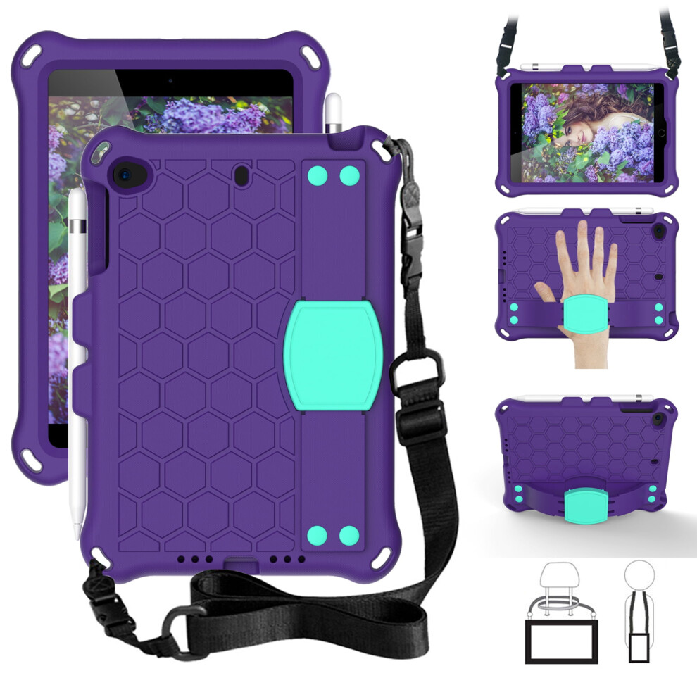 Kids Case For Ipad Mini 1-5 (7.9"), Lightweight Shockproof Cover With Handle, Kickstand & Shoulder Strap Â /Mint Purple 9028731644301