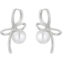 Pearl Bow Earrings for Women Gold Bowknot Huggie Earring Knot Ribbon Dangle Drop Earrings Hoop Statement Earrings Jewelry Gifts
