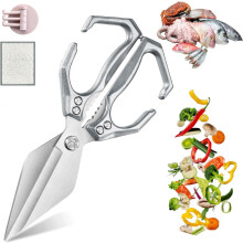 Seattleget Heavy-Duty Kitchen Shears, compatible with Sharp Stainless Poultry Scissors – 2-in-1 Ergonomic for Chicken, Meat & Seafood
