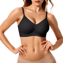 Seamless Push-Up Bra, Wirefree with Lightly Padded Cups & Side Support, Creates Shape Smoothly Under Any Outfit Black XL