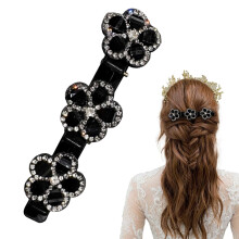 Sparkling Crystal Braided Hair Clips for Women & Girls – Pearl Glitter Rhinestones, Duck Bill Sectioning Clips