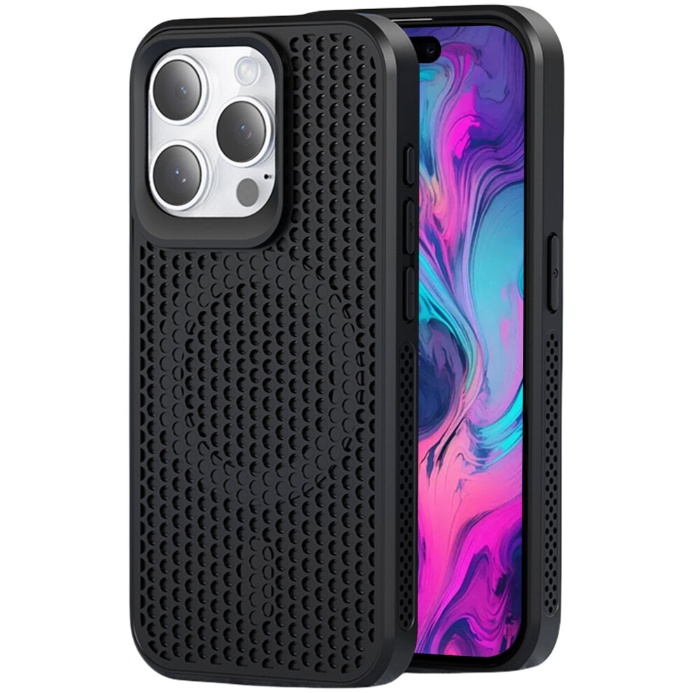 Ccsmall Iphone 16 Pro Heat Dissipation Case With Magnetic Ring, Mesh Breathable Design Â Slim & Hollow Â Sr Black 9028731741734