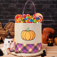 Halloween Pumpkin Storage Basket, Collapsible Linen Organizer with Handles – Spooky Candy Basket for Kids, Party Gifts & Seasonal Decor (Compatible
