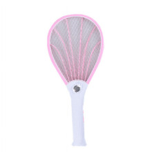 Mosquito Bat Fly Swatter Zapper Killer, Electronic Swatter Killer Bee Zapper Racket- Rechargeable LED Light-3 Layers Safety Mesh Protection-, Pink