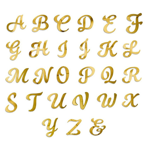 Gold Acrylic Cake Toppers Decorations, Full Alphabets Set for Name Messages