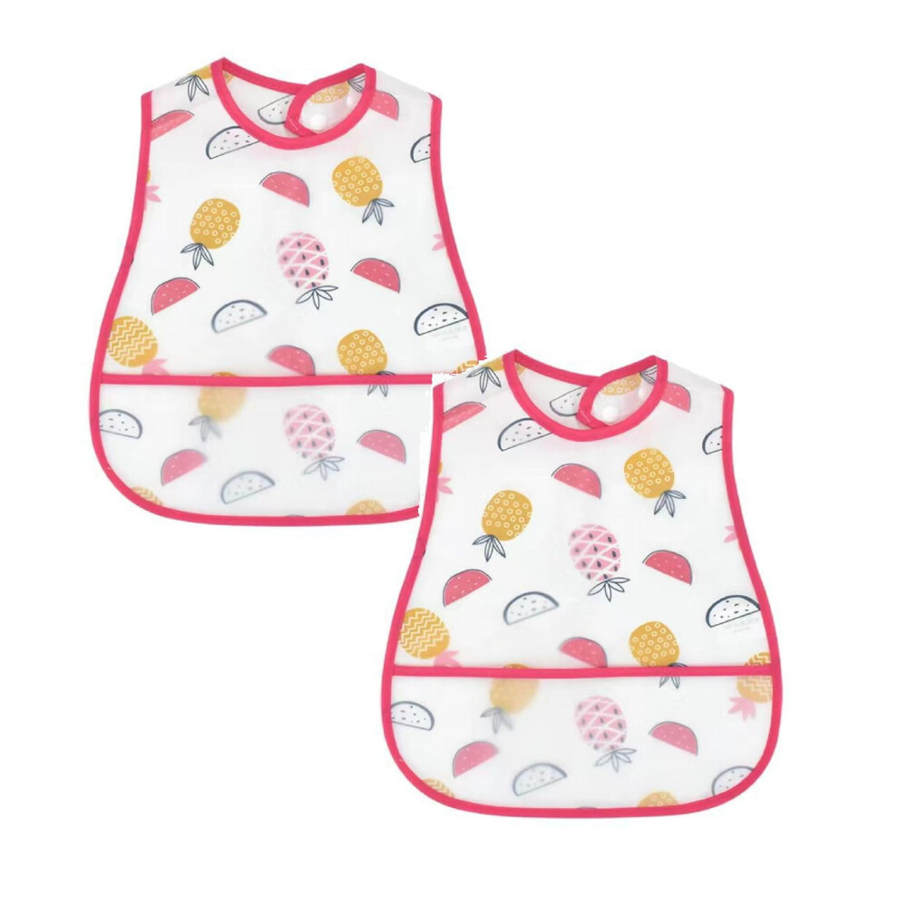 2pcs Round Fruit Baby Bibs, Short Sleeve for Toddlers & Kids up to 13Y, Soft Mess-Saving Apron – Compatible with All High Chairs