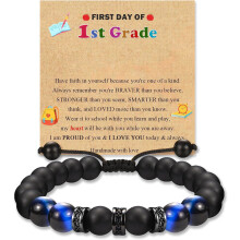 Back to School First Day of School Kindergarten Preschool 1st 2nd Grade Gifts Bracelets for Son Grandson Nephew Brother with Inspirational Card
