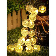 Morttic LED Solar String Lights, Crystal Globe, 5m/7m/12m, Waterproof, 8 Modes, Warm & Colorful, for Garden, Party, Wedding, Christmas – Compatible