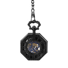 Men's Octagonal Skeleton Pocket Watch Roman Dial