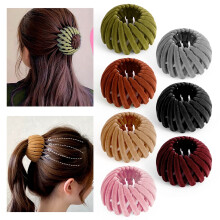Happon 7-Pcs Bird Nest Hair Clips for Women – Expandable Ponytail Holders, Velvet Hair Accessories, Compatible with All Hair Types