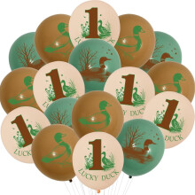 Duck Hunting Birthday Decorations, 36Pcs Mallard Duck Balloons (12"), One Lucky Duck Latex Balloon Kit – Compatible with First Birthday