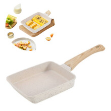 Premium Tamagoyaki Pan, Nonstick Rectangular Omelette Pan with Detachable Handle, 7.3"x5.9", Beige, Compatible with All Stoves