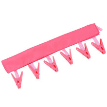 Portable Clothes Clip Rack Bathroom Travel Foldable Towel Hangers with 6 Clips Watermelon Red
