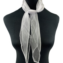 Xinwanna 2pcs Women’s Satin Kerchief – Lightweight, Adjustable, See-through Mesh Neck Scarf for Dance & Stewardess (White)