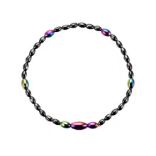 Women Artificial Hematite Rainbow Beaded Magnetic Bracelet Ankle Chain Gift Black