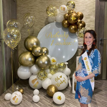 Baby Shower Decorations, White and Gold Balloons, 54 Count