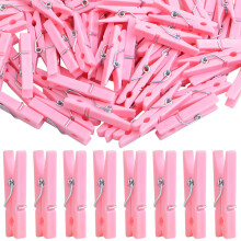 200 stk. plastklesklyper, små bildeklips, fotopapirklemmer, hobbyklemmer for dekorasjon, oppheng av fotoklips (rosa)