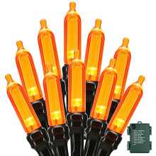 TETOU 33ft 100 LED Halloween Lights, 8 Modes + Timer, Waterproof Indoor/Outdoor String Lights – Orange
