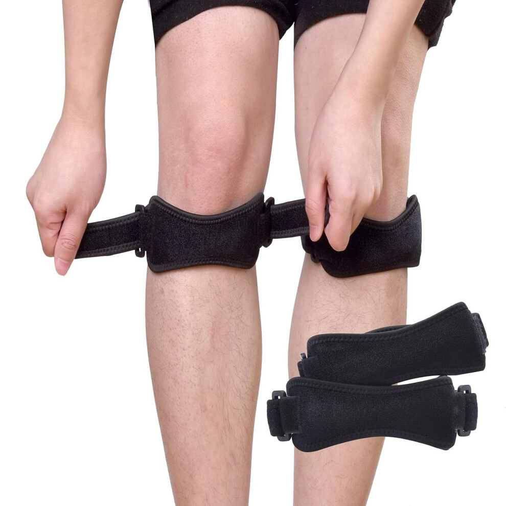 2 Pack Patellar Tendon Knee Strap, Adjustable Knee Braces for Knee Pain Relief, Support for Weightlifting, Running, Workouts