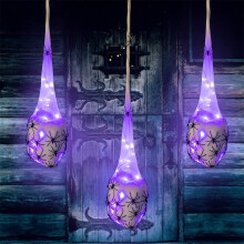 3PCS Lighted Halloween Spider Egg Sacks with 60 Spiders & Web, Indoor/Outdoor DIY Decor—Compatible with Standard Lights