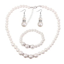 3 stk/sett elegant halskjede med imiterte perler, øredobber og armbånd, smykkesett med simulert perle til kvinner, gave