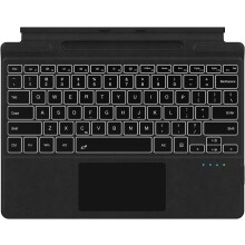 Teclado Surface Pro – Compatível com Surface Pro 10/9/8/X, retroiluminação de 7 cores, touchpad, suporte para caneta, recarregável, Bluetooth