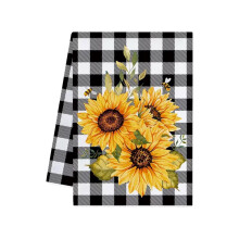 Sunflower Pattern Kitchen Towel Set – Highly Absorbent Cotton Dish & Hand Towels for Cooking, Baking & Decor