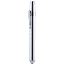 Portable Medical First Aid LED Pen Light Flashlight Torch Lamp with Pupil Gauge Silver One Size