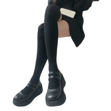 Xinwanna Girls Knee High Socks High School Uniform Dress Socks Seamless Long Crew Socks Breathable Thin Slouch Socks (Black,50cm)