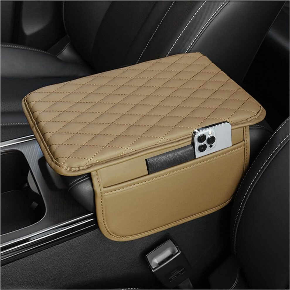 Car Center Console Cover,Microfiber Leather Car Armrest Cover Cushion With 2 Storage Bags,Universal Car Armrest Storage Box Car Interior Accessories 9479868938120