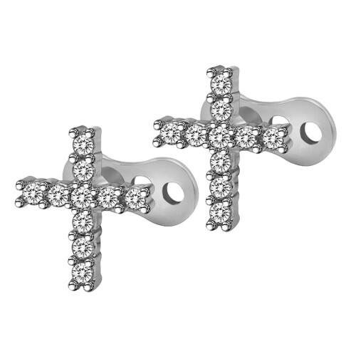 Microdermais com âncora dérmica em aço titânio e strass, com rosca interna de 1,2 mm (16G)