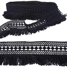 7,5 yarzi poliester franjuri ciucure garnitură romb model pentru perdea accesorii costum negru 60 ~ 65x1mm