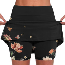 Summer Shorts Skirts for Women Floral Print Mid-waist Sports Skirts Swimsuit Bottom, Size S-5XL