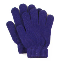 Xinwanna 1 Pair Children Gloves Full Fingers Washable Comfortable to Wear Elastic Windproof Acrylic Thermal Mittens for Outdoor (Navy Blue)