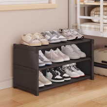 3-Tier Stackable Shoe Rack for Dorm/Entryway, Durable Plastic, Under-Bed Friendly, 22.2"x11.8"x8.3", Black